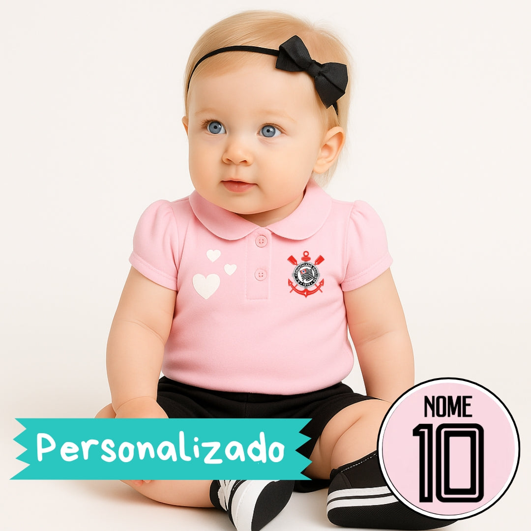 Kit Luxo Body Rosa SCCP Com Tênis, Shorts/Calça e Laço