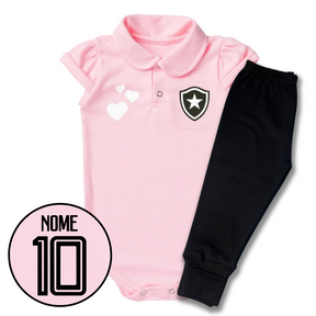 Kit Body Rosa Personalizado e Shorts/Calça do Botafogo