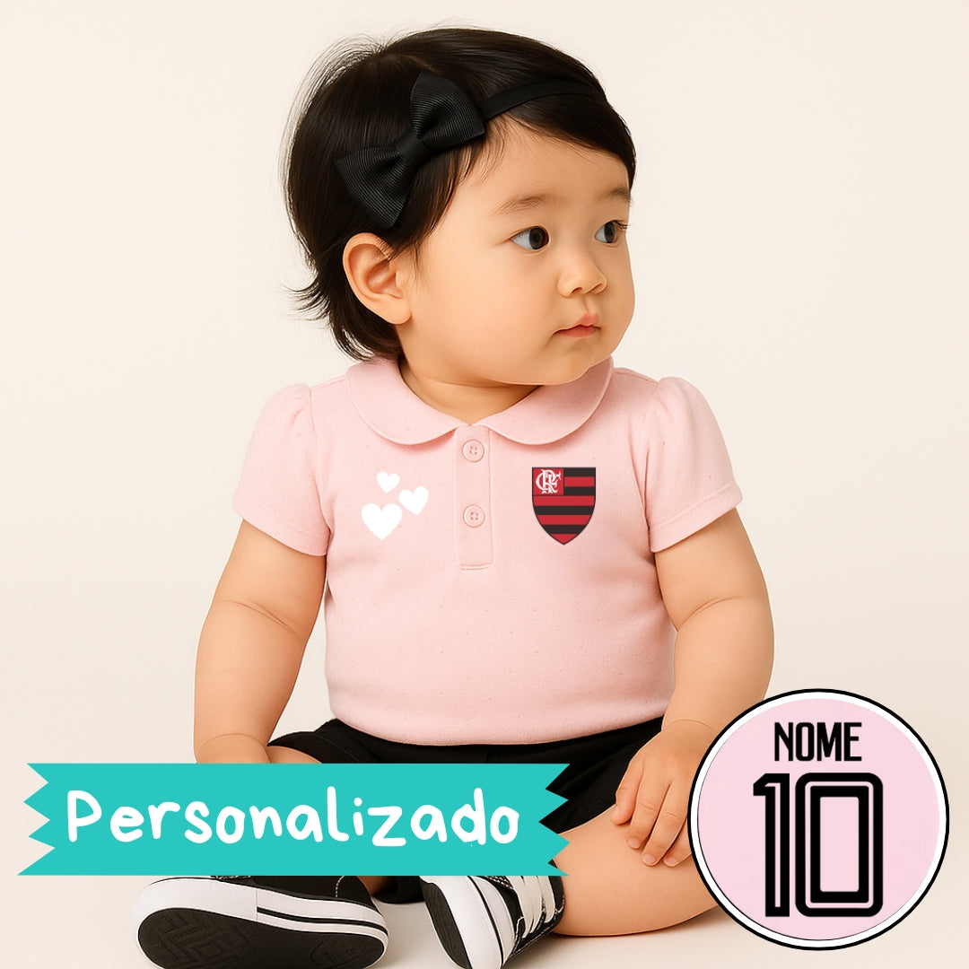 Kit Body Rosa Personalizado e Shorts/Calça do Flamengo