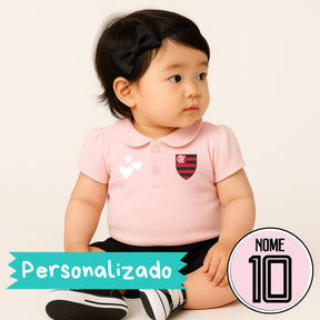 Kit Body Rosa Personalizado e Shorts/Calça do Flamengo