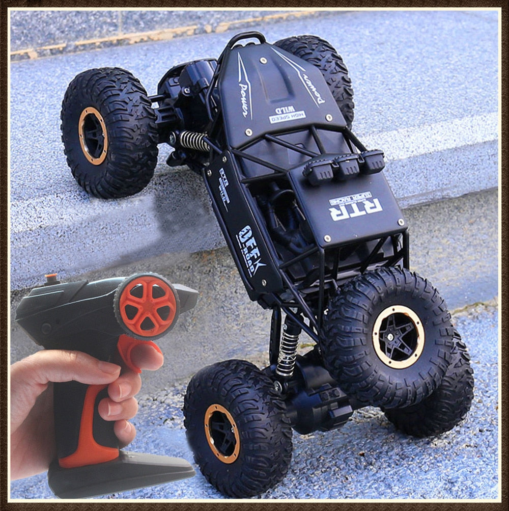 Rock Crawler Off Road 4x4 - Carrinho de Controle Remoto Preto 28cm